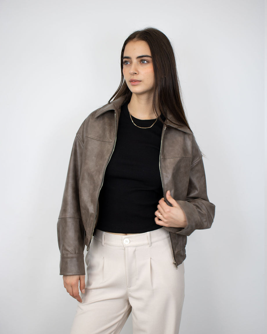 CASACA EFECTO PIEL CUERINA – Evanic